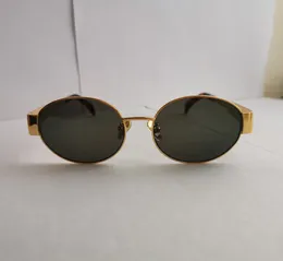 Óculos de Sol Oval de Metal Dourado com Lentes Verdes Óculos Femininos Óculos de Sol de Verão gafas de sol Sonnenbrille UV400 Eye Wear with Box