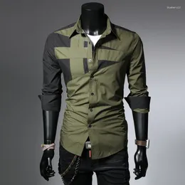 Camicie casual da uomo 2023 primavera coreana sottile moda camicia a maniche lunghe tendenza cardigan patchwork personalizzato top bianco nero