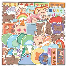 50 st Cartoon Brown Bear Stickers Pack Vattentät Vinyl Stickers Ej slumpmässigt för Bilcykel Bagage Laptop Skateboard Scrapbook Vattenflaska Dekal