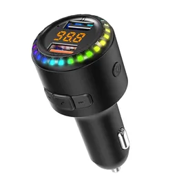Bluetooth 5.0 Samochodowy nadajnik FM Bezprzewodowy zestaw głośnomówiący Odtwarzacz MP3 7 kolorów RGB Lights 2 USB Szybkie ładowanie Akcesoria samochodowe