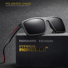 RoShari Polarized Sunglasses Men TR90 Ultralight Driver Shades Male Vintage Sun Glasses For Women Spuare Eyewear P0016