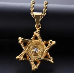 Pendant Necklaces 18K Gold Plated Diamond Star of David Pendant Necklace Micro Pave Cubic Zirconia Diamonds with 24inch Rope chain x0711 x0711
