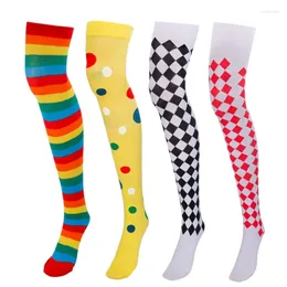 Women Socks Adult Girls Halloween Costumes Cosplay Accessories Stockings Black White Stripe Clown Nun Bat Print