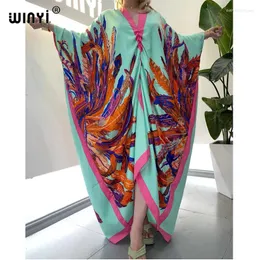 Damenbadebekleidung Europa WINYI Kleid Strand Cover Up Print Herbst Party Elegante Robe Urlaub Sexy Lady Maxi Kaftan 2023