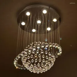Candelabros Luces Moderna LED K9 Lámpara de cristal Iluminación del vestíbulo de la sala de estar