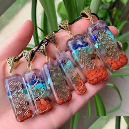 Pendant Necklaces 7 Chakras Orgonite Stone Necklace Energy Healing Amet Natural Orgone Crystal Yoga Jewelry Women Om Lucky Gift Drop Dhsyx