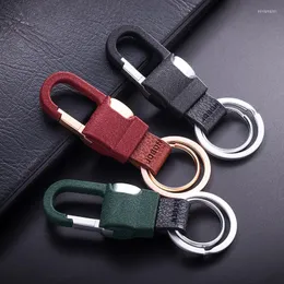 Keychains Jobon High-Grade Men Key Chain Custom Lettering Car Chains Buckle Leather Classic Ring Holder Gift Carbine Jewelry
