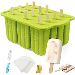 Ice Cream Tools Popsicles Molds 12 Pieces Silicone Popsicle EasyRelease Afree Maker Pop Homemade 230712