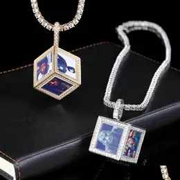 Collane con ciondolo Collana con proiezione Po personalizzata - Quadrata con immagine personalizzata Immagine indossabile Gioielli per qualsiasi occasione. Drop Delivery Dhu1B