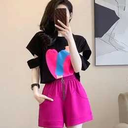 Survêtements pour femmes Tenues décontractées Été 2023 Version Coupe ample Âge réduit Explosive Street Print Short à manches courtes Ensemble deux pièces