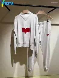 Calças femininas de duas peças YICIYA IS marca Y2k conjuntos de calças conjunto de agasalho roupas de outono para mulheres 2023 roupas femininas