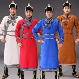 Desgaste de palco nacional traje mongol vestido masculino dança folclórica clássica estilo étnico manto masculino carnaval roupas extravagantes240l