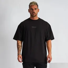 Męskie T-shirty 5 kolorów Mens T-koszulki Mięsień Fitness Sport T-shirt męski hip-hopowy Bawełny bawełniany na świeżym powietrzu Summer Fashion Dhvz1