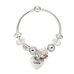 Pendants High Quality Strands Electroplated Antique Sier Bracelet With Large Hole Beaded Heart Pendant Good Friend Gift Drop Deliver Dhjtn