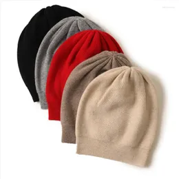 Berretti Pure 100 Cashmere Pile Hat Donna Uomo Unisex lavorato a maglia Autunno e inverno Moda calda Lana solida Coppia Taglia libera