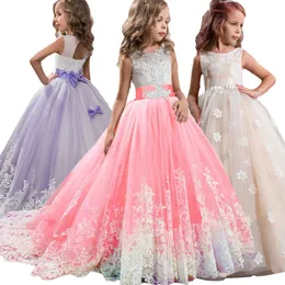 Girl's Dresses Girls Lace Flower Long Dress Kids Princess Wedding Party Dresses Children Christmas Clothes Clothing Vestidos For ThanksgivingHKD230712