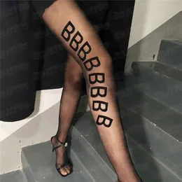 Mesh Buchstaben Strumpfhosen Leggings Socken Für Frauen Mode Sexy Glatte Enge Luxus Strumpfhosen Party Nachtclub Strümpfe