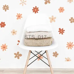 Andra dekorativa klistermärken Boho Daisy Floral Wall Stickers Children Nursery Vinyl Wall Art Decal Kids Baby Peel and Stick Girls Room Interior Home Decor X0712