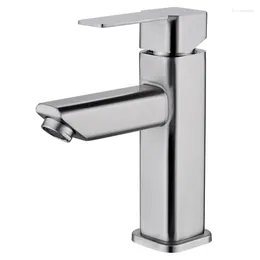 Rubinetti per lavabo da bagno Rubinetto per lavabo in acciaio inox 304 Miscelatore per sanitari spazzolato moderno con filtro Rubinetti argentati e freddi Grifo Lavabo