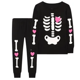 Pajamas SAILEROAD Boys Autumn Pyjamas Kids Hearts Skeleton Pajama Set Child Sleepwear Toddler Girls Halloween PJS Winter Pijamas 230711