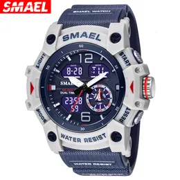 Wristwatches SMAEL Sport Watch Military Wristwatch for Men Alarm Stopwatch LED Digital Back Light Dual Time Display Mens Clock Waterproof 230712