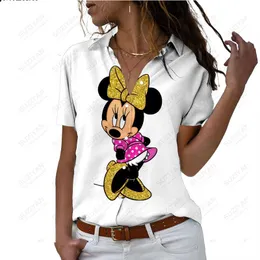 Купальники с 3d принтом, повседневный воротник на пуговицах, элегантная рубашка с отложным воротником, женская рубашка с принтом мыши, с коротким рукавом