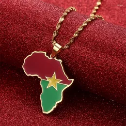 Pendant Necklaces Africa Burkina Faso Map Flag Necklace Gold Color Stainless Steel African Jewelry Gift