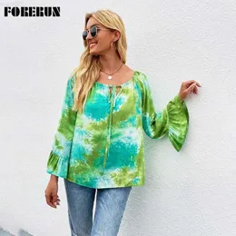 Women's Blouses Shirts FORERUN Blouse for Women Print Butterfly Sleeve Off Shoulder Top Autumn Casual Loose Blusen Blusas Mujer De Moda 2021 L230712