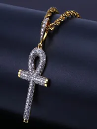 Ankh Cross Pendant Hip Hop Necklace Micro Pave CZ Stones Egyptian Style Necklaces Pendants For Men Women4395366