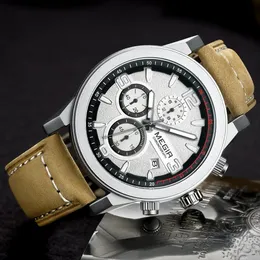 MEGIR Luxury Leather Watches for Men Quartz Wristwatch Waterproof Business Casual Male Wrist Watch Luminous Man Clock 2026