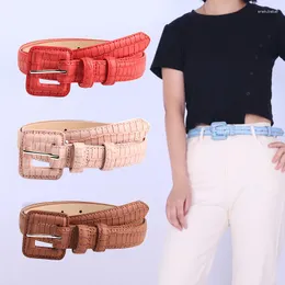 Cinturones Patrón de grietas de moda para mujer 100 cm PU Pantalones Jeans Cinturas Accesorios de ropa