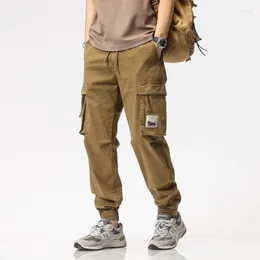 Pantalones de verano para hombre, pantalones militares informales de algodón con bolsillo grande de carga para exteriores, pantalones tácticos holgados con cordón de cintura media a la moda para hombre