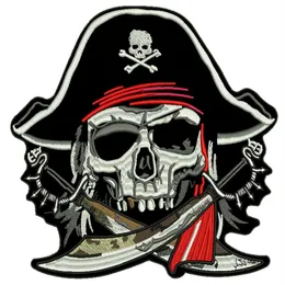 Moda Grande Jaqueta Caveira Pirata Patches Bordados nas Costas Ferro na Costura 9 5 Colete Distintivo 228l