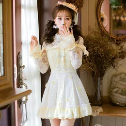 Vestidos casuales Princesa Dulce Lolita Vestido Candy Rain Pequeño Encaje Fresco Mujer Japonés Delgado Collar C22AB7006