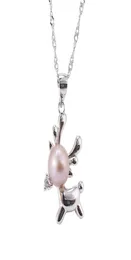 Baby Deer 100 Solid 925 Sterling Silver Pearl Pendant Halsband Inställningar Montering för kvinnor Semi Mount Women039s Smycken DIY Fi9431545