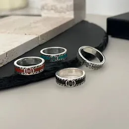 Trendiga modeaccessoarer Handprydnad 925 Sterling Silver Klassisk droppande marmoremaljring för män och kvinnor