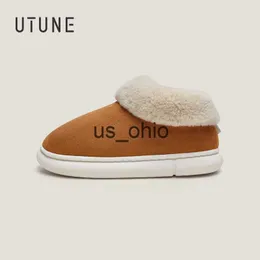 Slippers UTUNE Mannen Winter Snowboots Antislip Enkellaarsjes Voor Vrouwen Warme Pluche Indoor Slippers Platform Buiten Schoenen Hoge Top Flats J230712