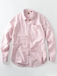 Camicie casual da uomo 2023 primavera e autunno camicia a righe con risvolto a maniche lunghe retrò giapponese moda giovani camicette Oxford in puro cotone