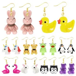 Charm Earrings ladies drop resin funny custom cute girls gift earring for kids animals duck frog rabbit owl Cub Gummy Flamingo