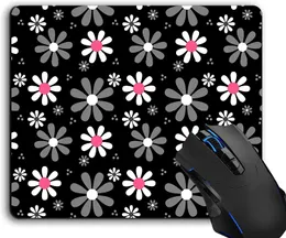 Mouse pad, bonito rosa e preto feminino mod margaridas mouse pads acessórios de mesa base de borracha antiderrapante, mouse pad