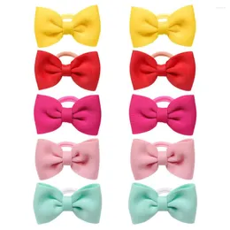 Acessórios para o cabelo 10 pçs/5C Space Cotton Bowknot Elásticos Faixas Cor Sólida Laço Rabo de Cavalo Titular Corda Fashion Headwear Para Meninas