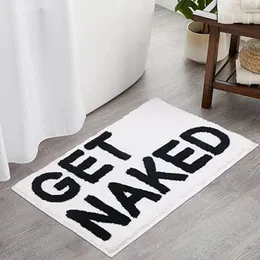 Badematten Inyahome Get Naked Mat Badezimmerteppiche für Badewanne Niedliche Wohnungsdekoration getuftete graue und weiße Dusche 230711