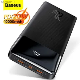 Baseus PD 20W Power Bank 10000MAH Portable Charger Внешнее аккумулятор 10000 быстро зарядка для iPhone Xiaomi Mi Poverbank L230712