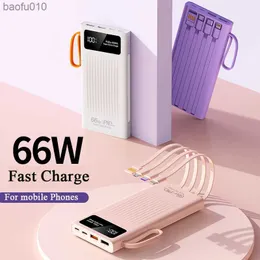 20000 مللي أمبير في الساعة Power Bank شحن سريع حزمة بطارية خارجية مع مصباح يدوي LED للكابلات ل iPhone Samsung Xiaomi Poverbank L230712