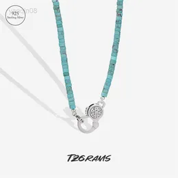 قلادة قلادة Tzgram 925 Sterling Silver Natural Neckolace Necklace Long Bead Chain for Women Green Stone Bear Monicel Jewelry Hkd230712