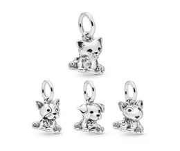Vier verschiedene Hunde-Charm-Perlen, großes Loch, modischer Damen-Schmuck im europäischen Stil für Pan-DIY-Armband-Halskette PANZA006103057878