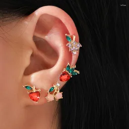 Серьги для гриппа Yada Fashion Fruit ApplestrawberryCherry Sergring для девочек маленькие милые хрустальные ювелирные украшения ER200188