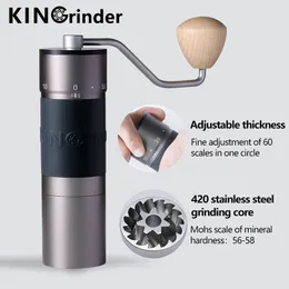 مطاحن القهوة اليدوية Kingrinder Aluminium Sploy Manual Coffee Grinder K0 K1 K2 K3 K4 K5 K6 Coffee Bean Mill Mill Stainless Steel Core 230711