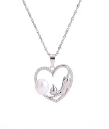 Cute Cat Heart Real S925 S925 Sterling Silver Women039s Wedding Pendant Colar Settings Mounting Semi Mount DIY Pearls Jewelry f8951691