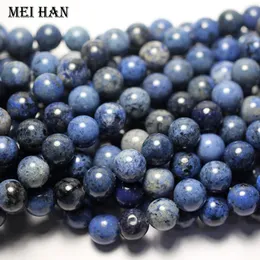 Pulseiras Meihan Natural Dumortierite 6mm 8mm 10mm 12mm Suave Rodada Solta Charme Beads para Fazer Jóias Design DIY Pulseira Colar
